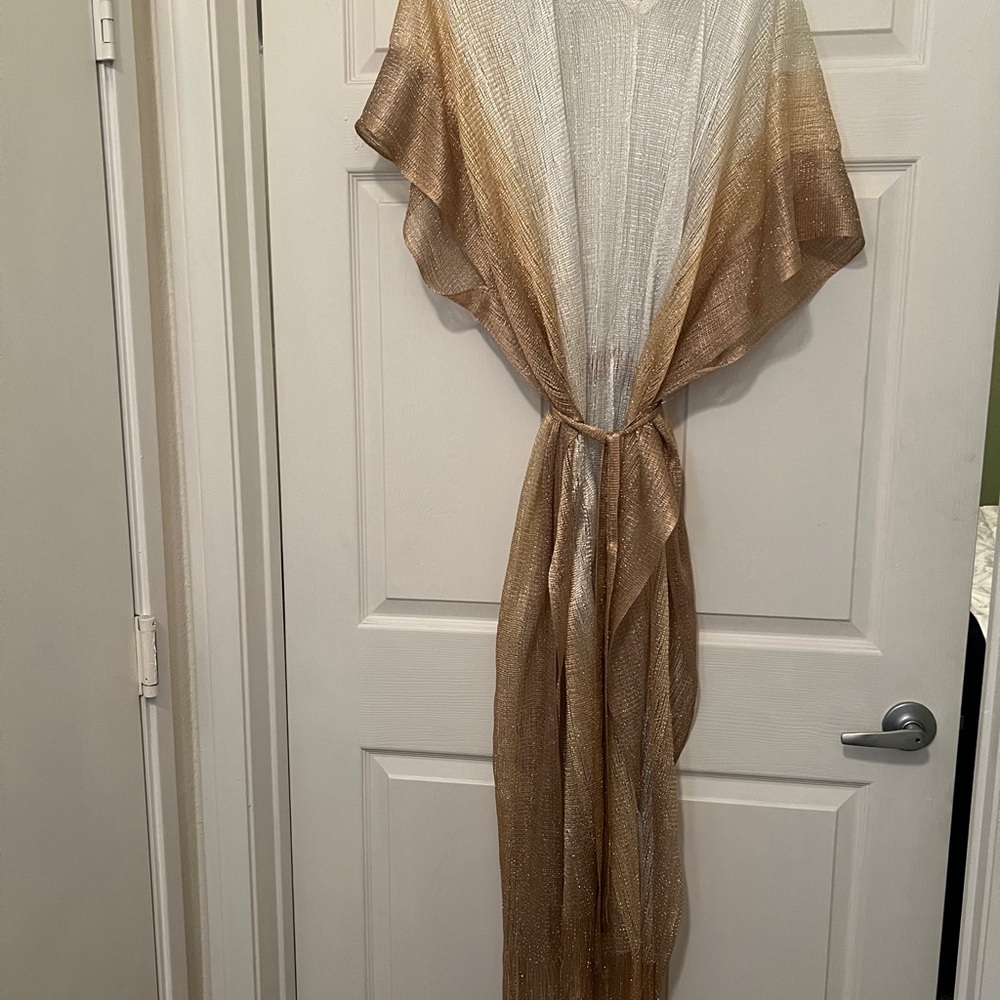 Elegant Gold and Cream Sheer Kimono